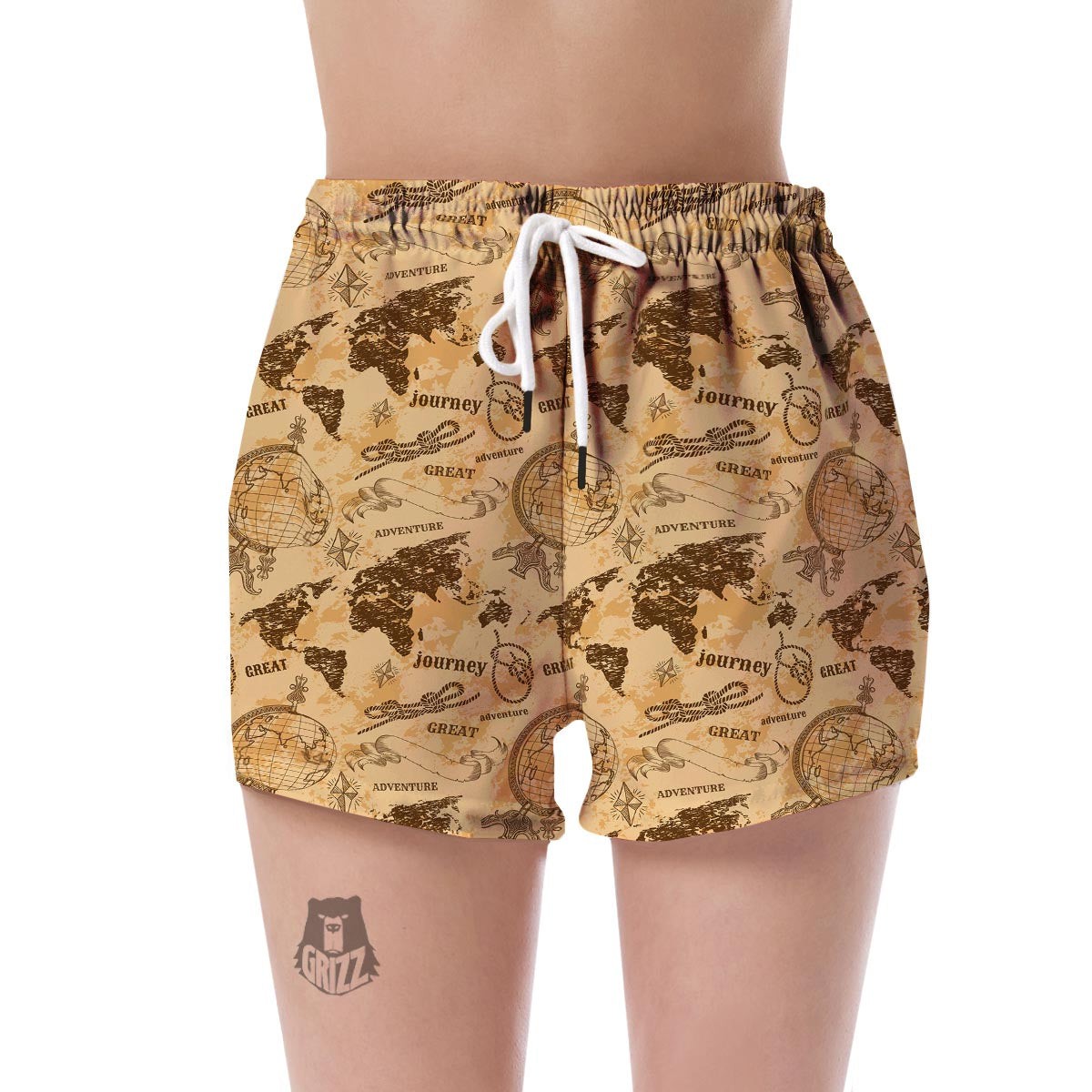 World Map Pattern Print Women's Shorts-grizzshop