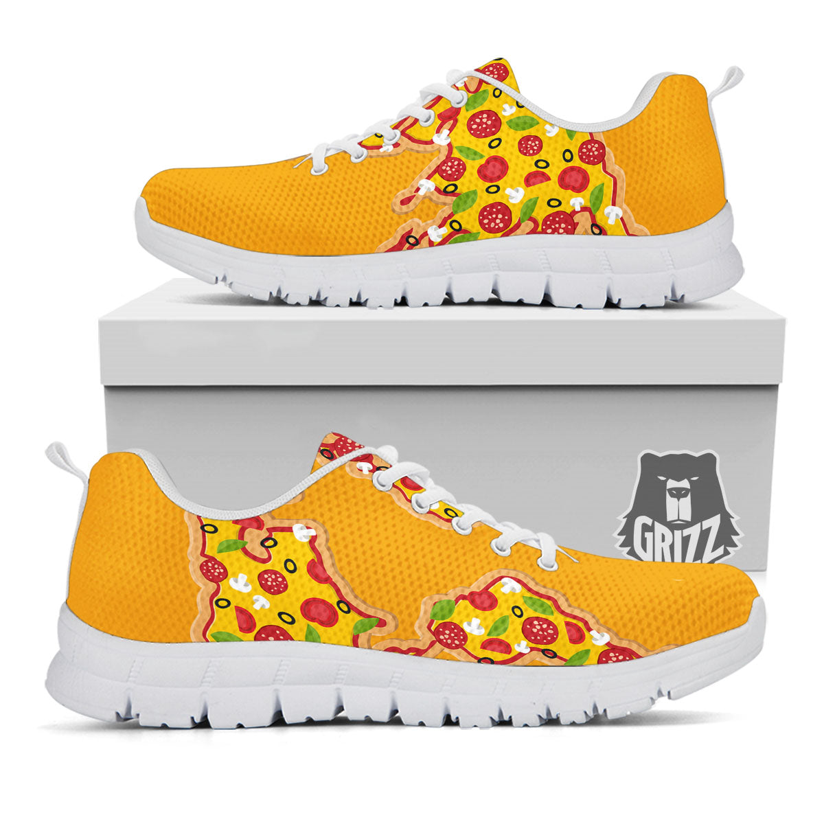 World Map Pizza Print White Sneaker-grizzshop
