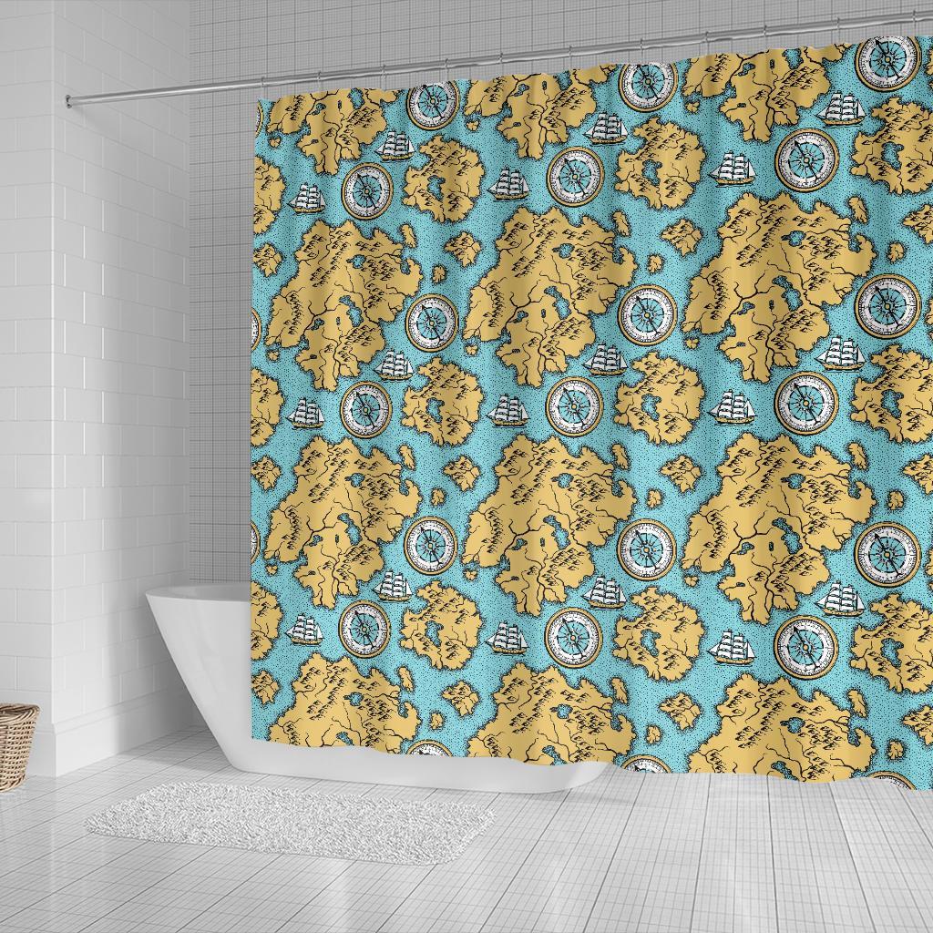World Map Print Pattern Bathroom Shower Curtain-grizzshop
