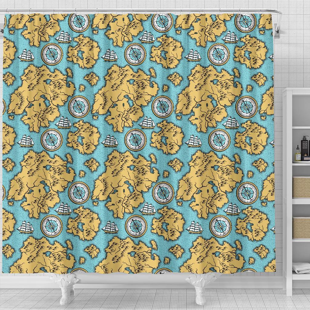 World Map Print Pattern Bathroom Shower Curtain-grizzshop