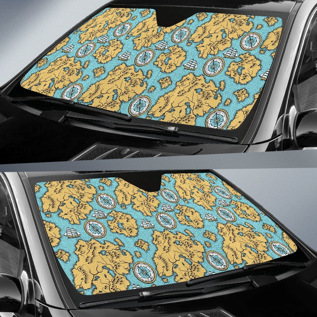 World Map Print Pattern Car Sun Shade-grizzshop