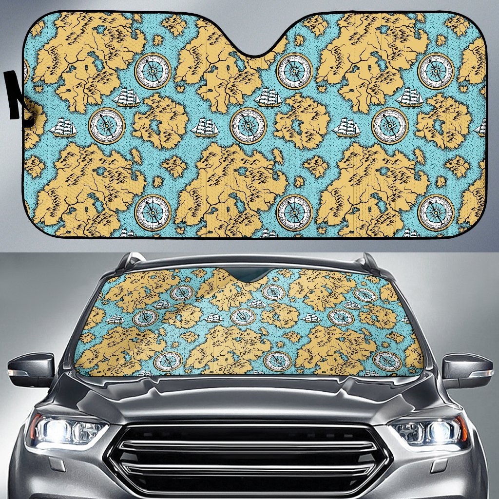 World Map Print Pattern Car Sun Shade-grizzshop
