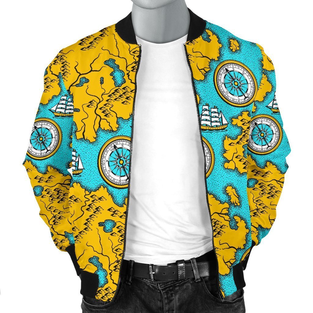 World Map Print Pattern Men's Bomber Jacket-grizzshop