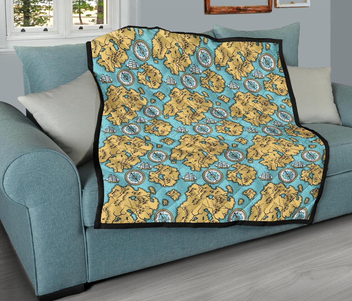 World Map Print Pattern Quilt-grizzshop