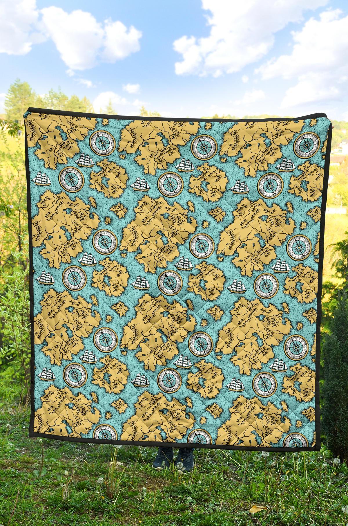 World Map Print Pattern Quilt-grizzshop