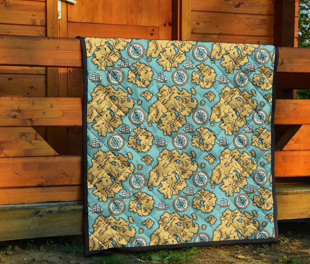 World Map Print Pattern Quilt-grizzshop
