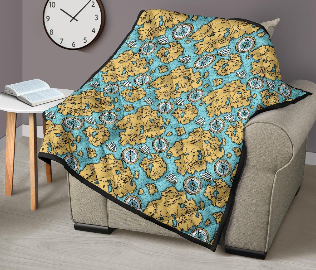 World Map Print Pattern Quilt-grizzshop
