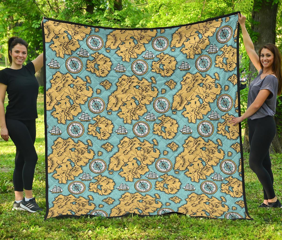 World Map Print Pattern Quilt-grizzshop