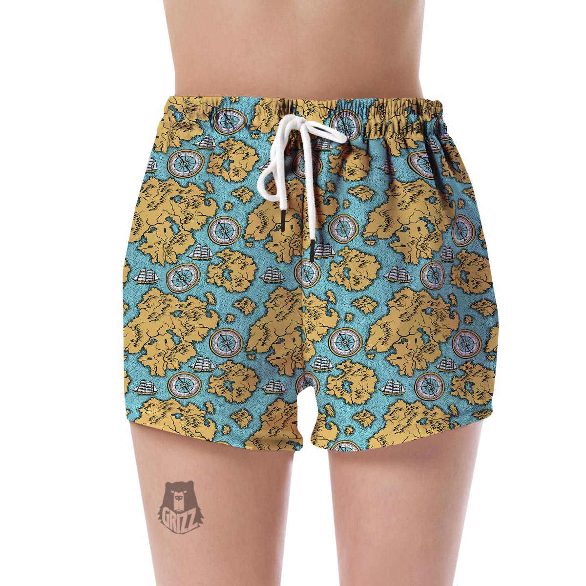 World Map Print Pattern Women's Shorts-grizzshop
