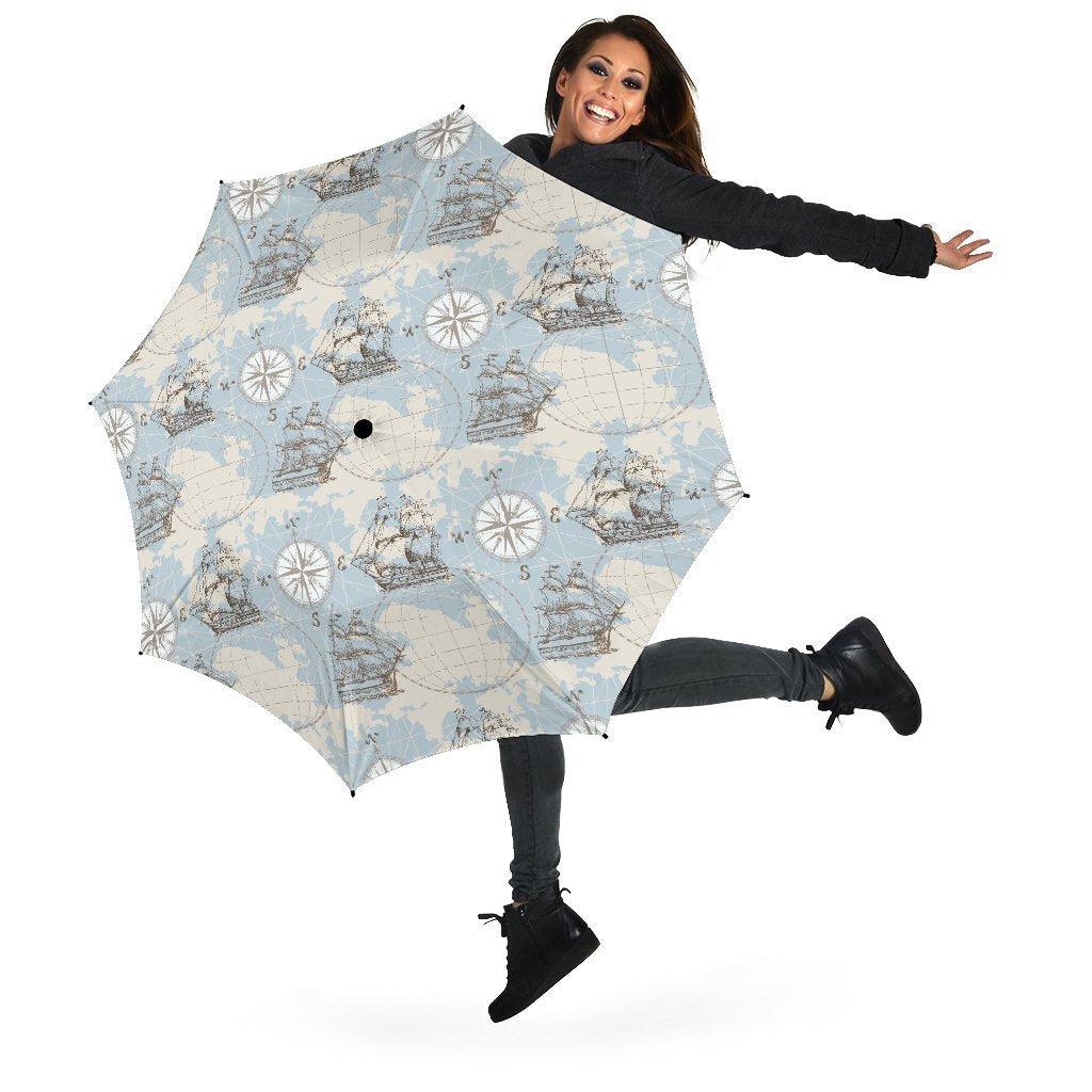 World Print Map Pattern Automatic Foldable Umbrella-grizzshop