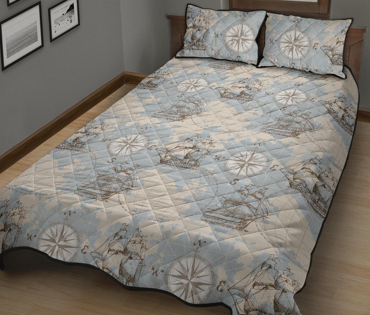 World Print Map Pattern Bed Set Quilt-grizzshop