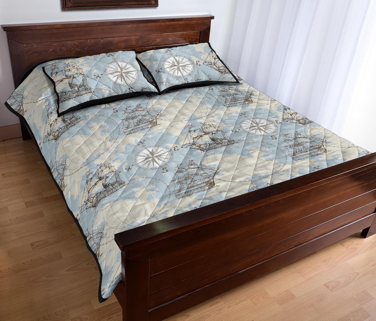 World Print Map Pattern Bed Set Quilt-grizzshop