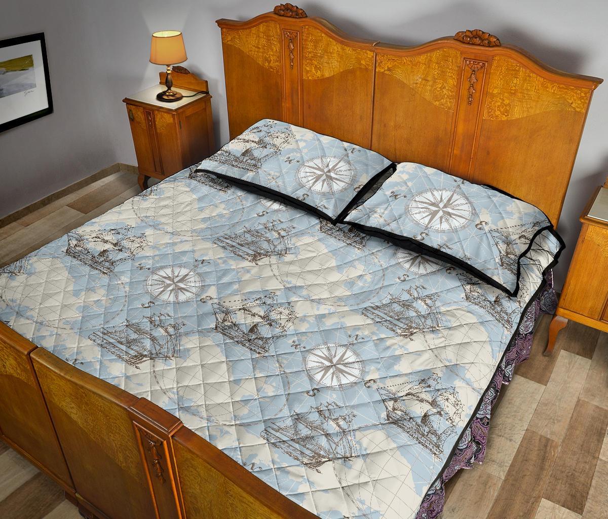 World Print Map Pattern Bed Set Quilt-grizzshop