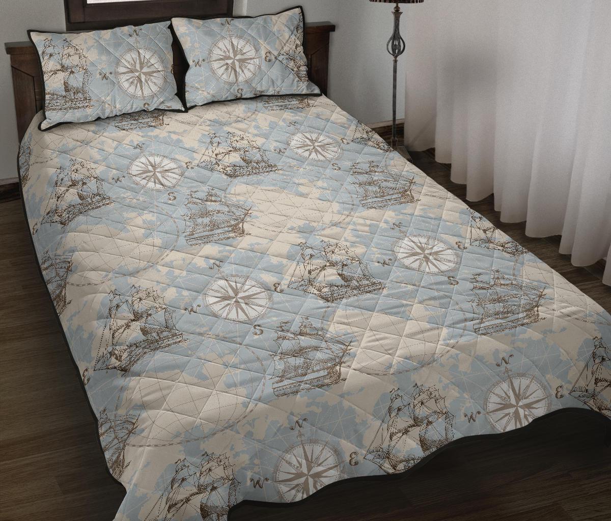 World Print Map Pattern Bed Set Quilt-grizzshop