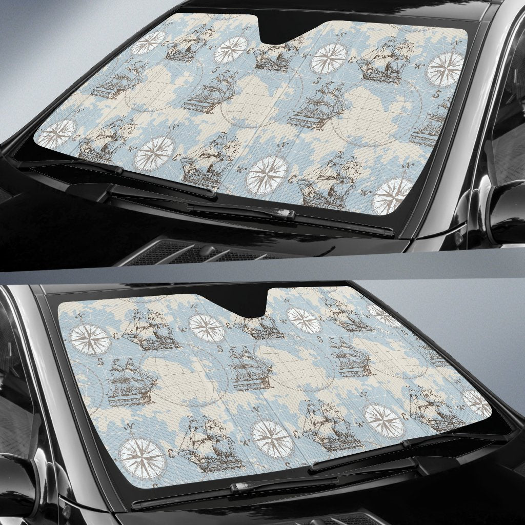 World Print Map Pattern Car Sun Shade-grizzshop