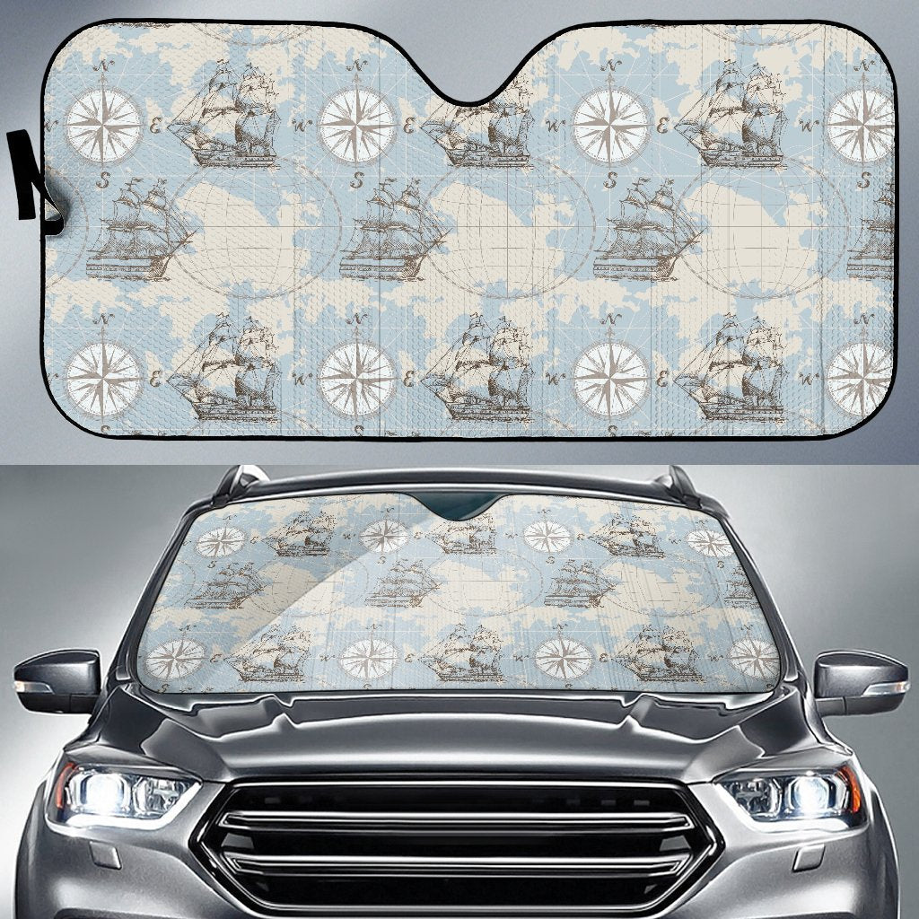 World Print Map Pattern Car Sun Shade-grizzshop