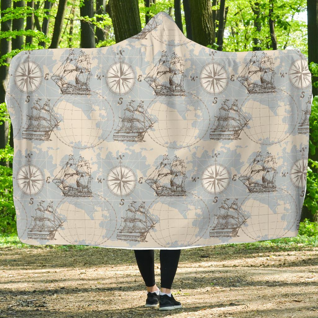 World Print Map Pattern Hooded Blanket-grizzshop