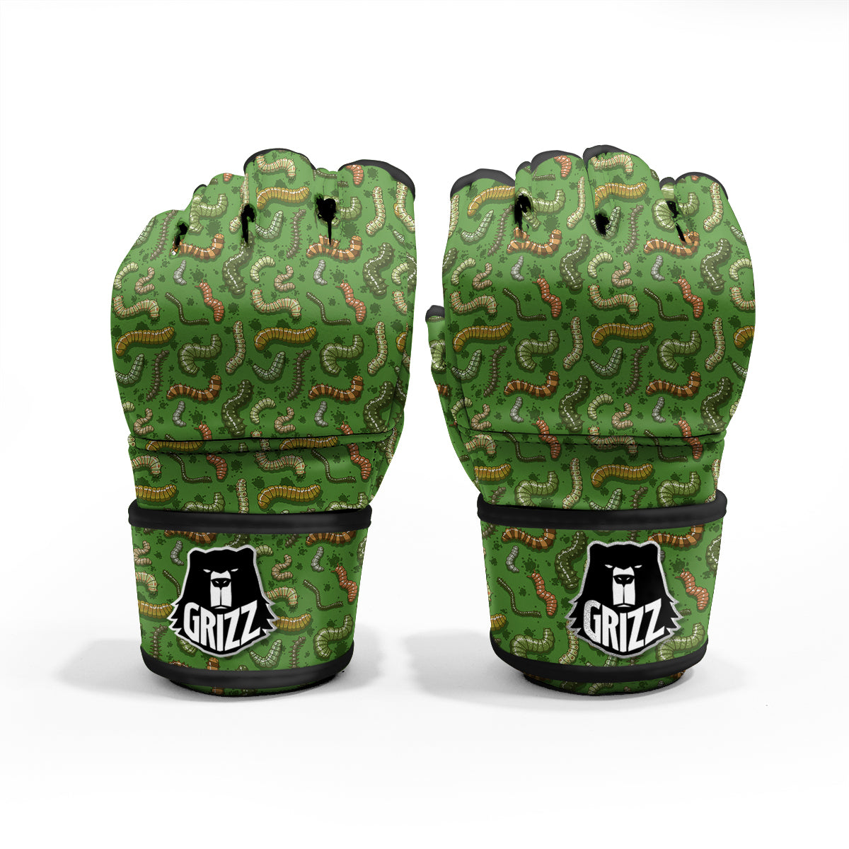 Worm Insect Green Print Pattern MMA Gloves-grizzshop