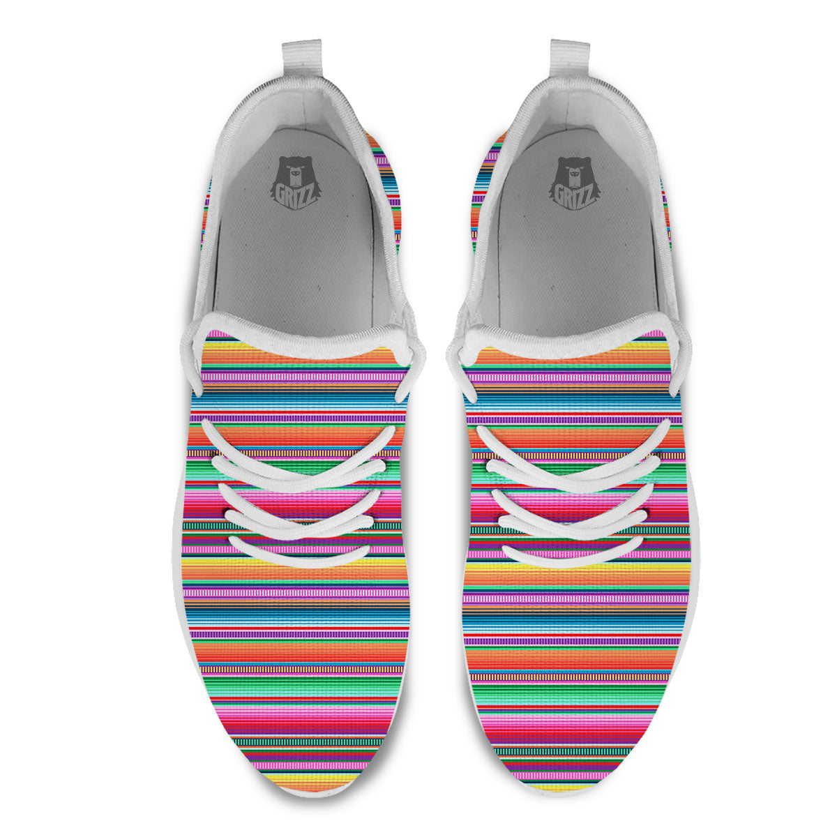 Woven Ethnic Mexican Print Pattern White Athletic Shoes-grizzshop
