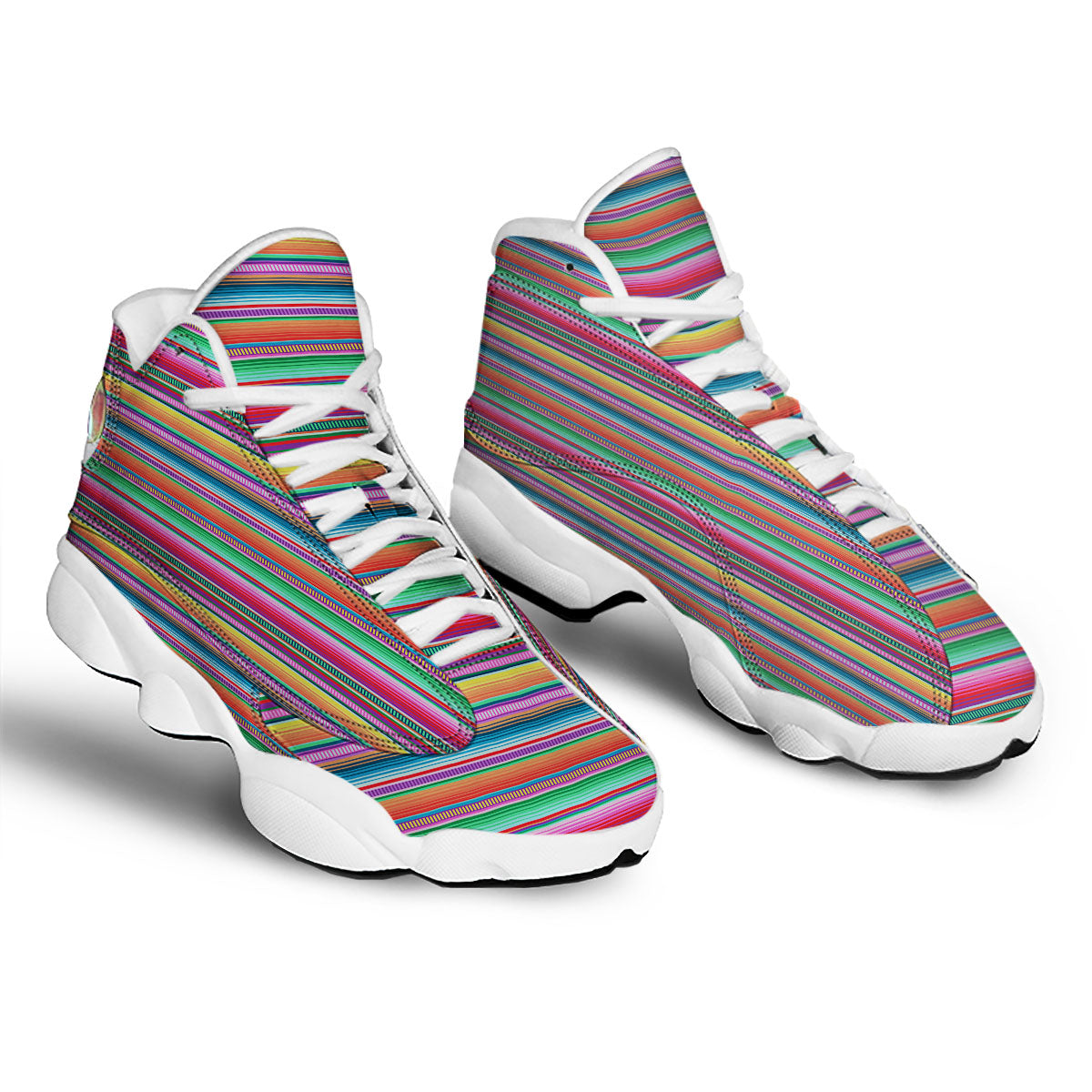 Woven Ethnic Mexican Print Pattern White Basketball Shoes-grizzshop