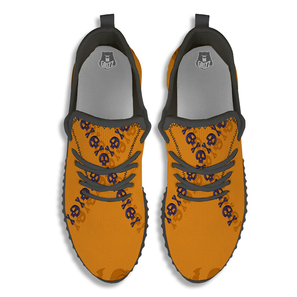 X Halloween Print Black Walking Shoes-grizzshop