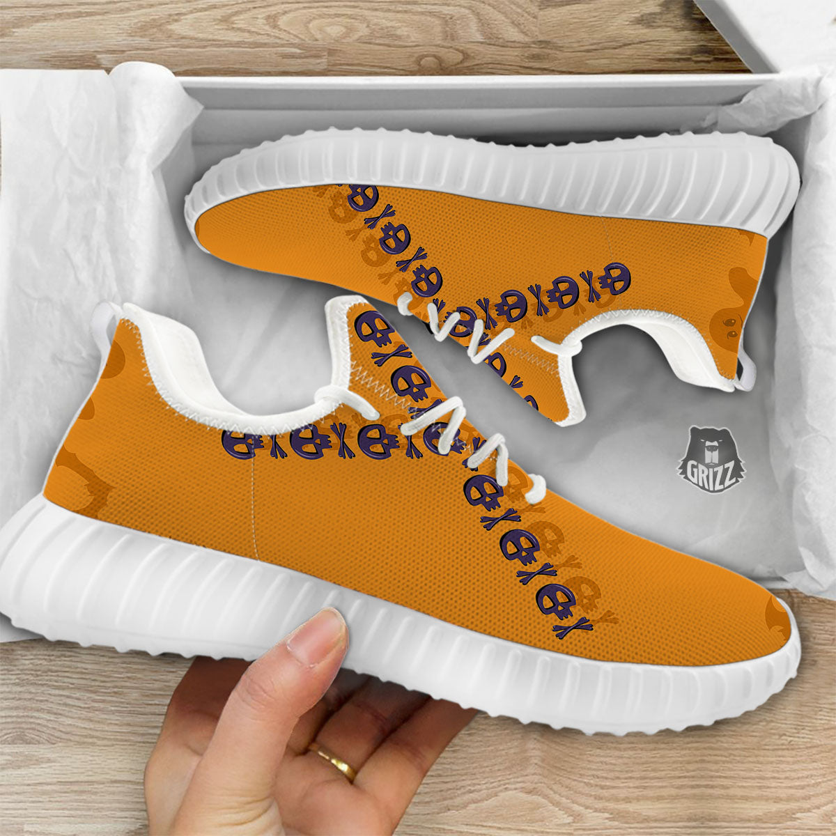 X Halloween Print White Walking Shoes-grizzshop