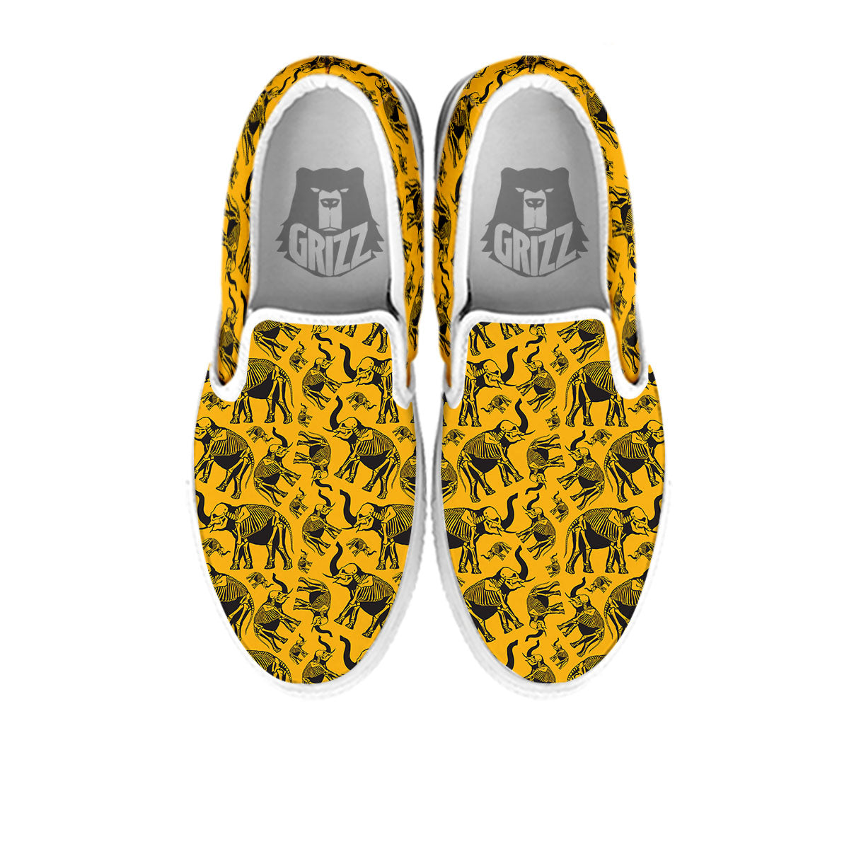 X-Ray Elephant Skeleton Print Pattern White Slip On Shoes-grizzshop