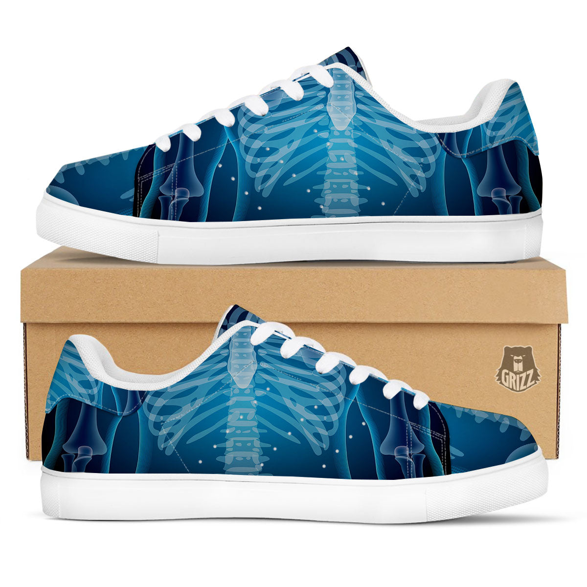 X-Ray Film Radiologist Print White Low Top Sneakers-grizzshop