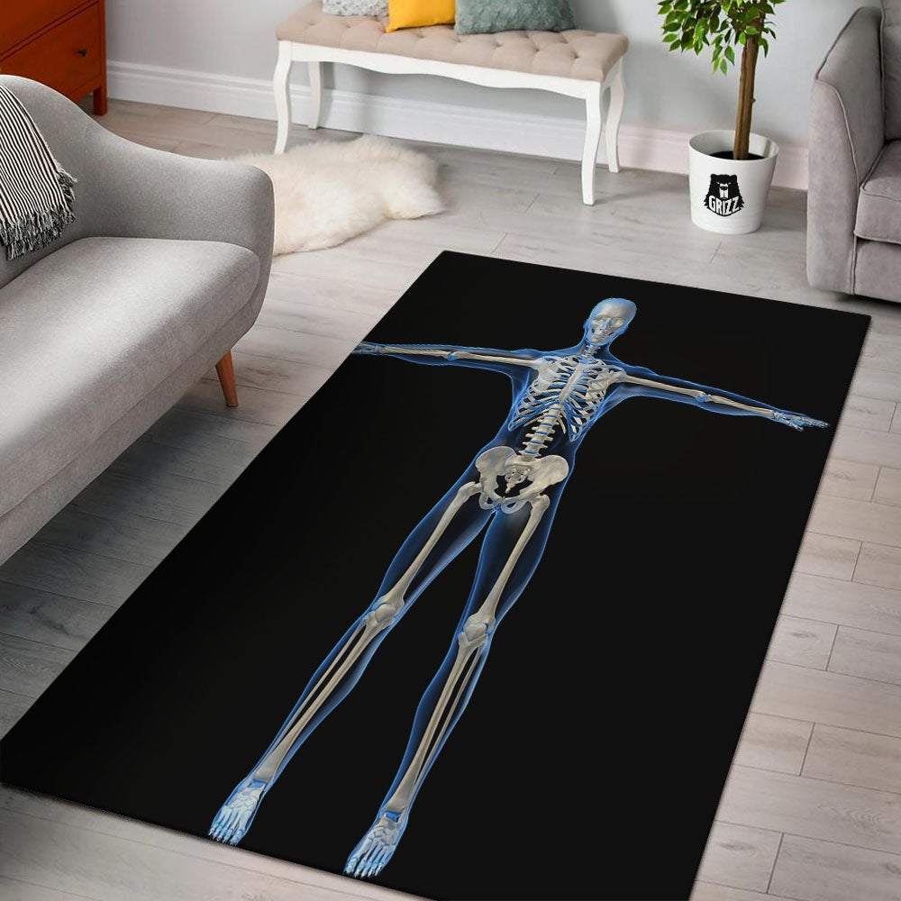 X-Ray Human Skeleton Print Floor Mat-grizzshop