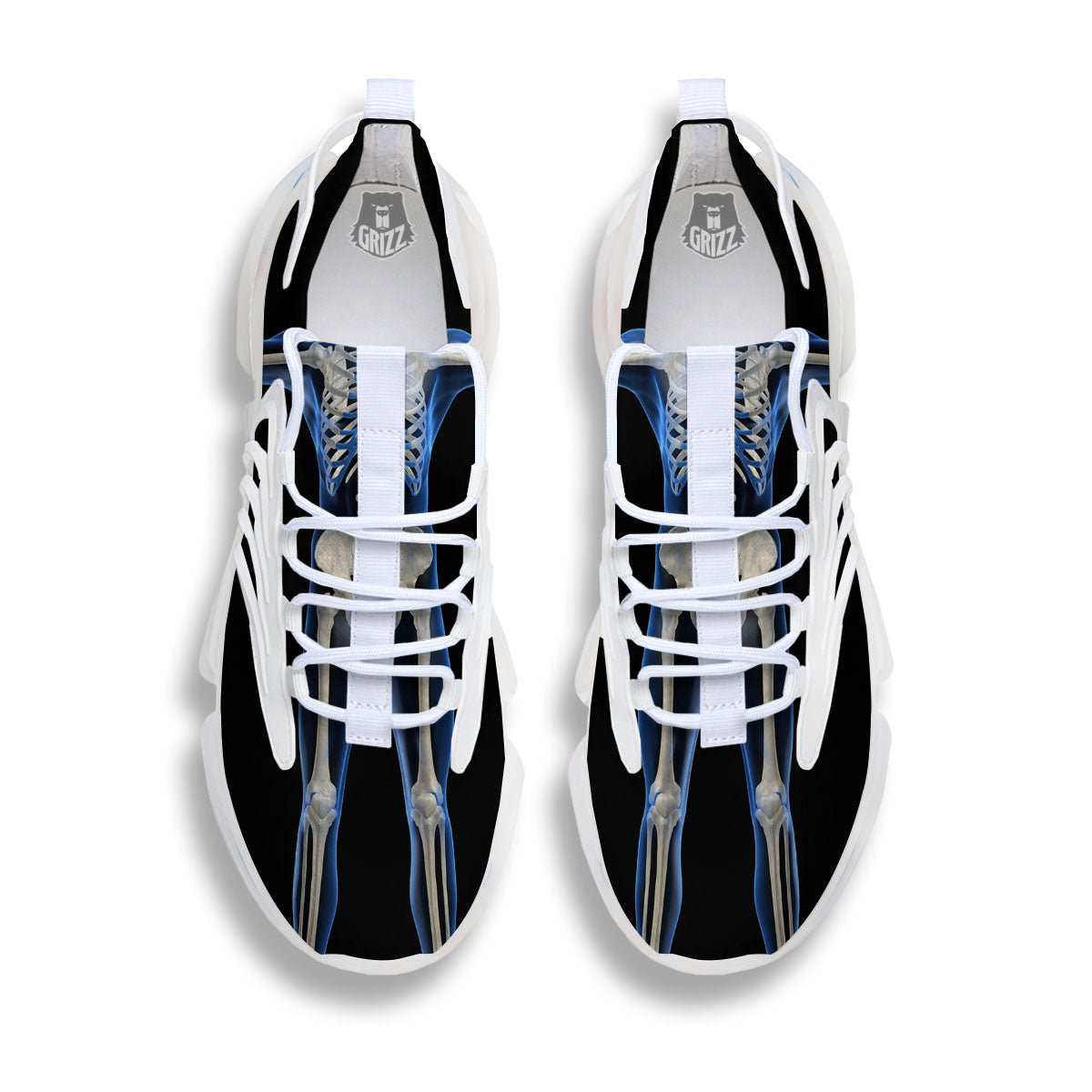 X-Ray Human Skeleton Print White Gym Shoes-grizzshop