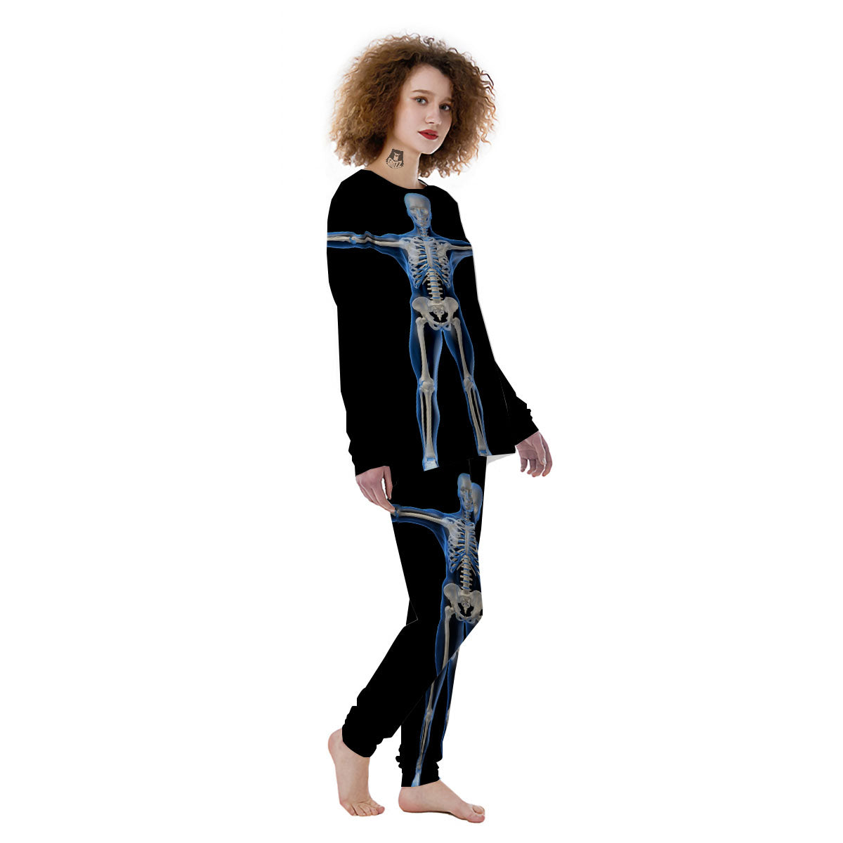 X-Ray Human Skeleton Print Women's Pajamas-grizzshop