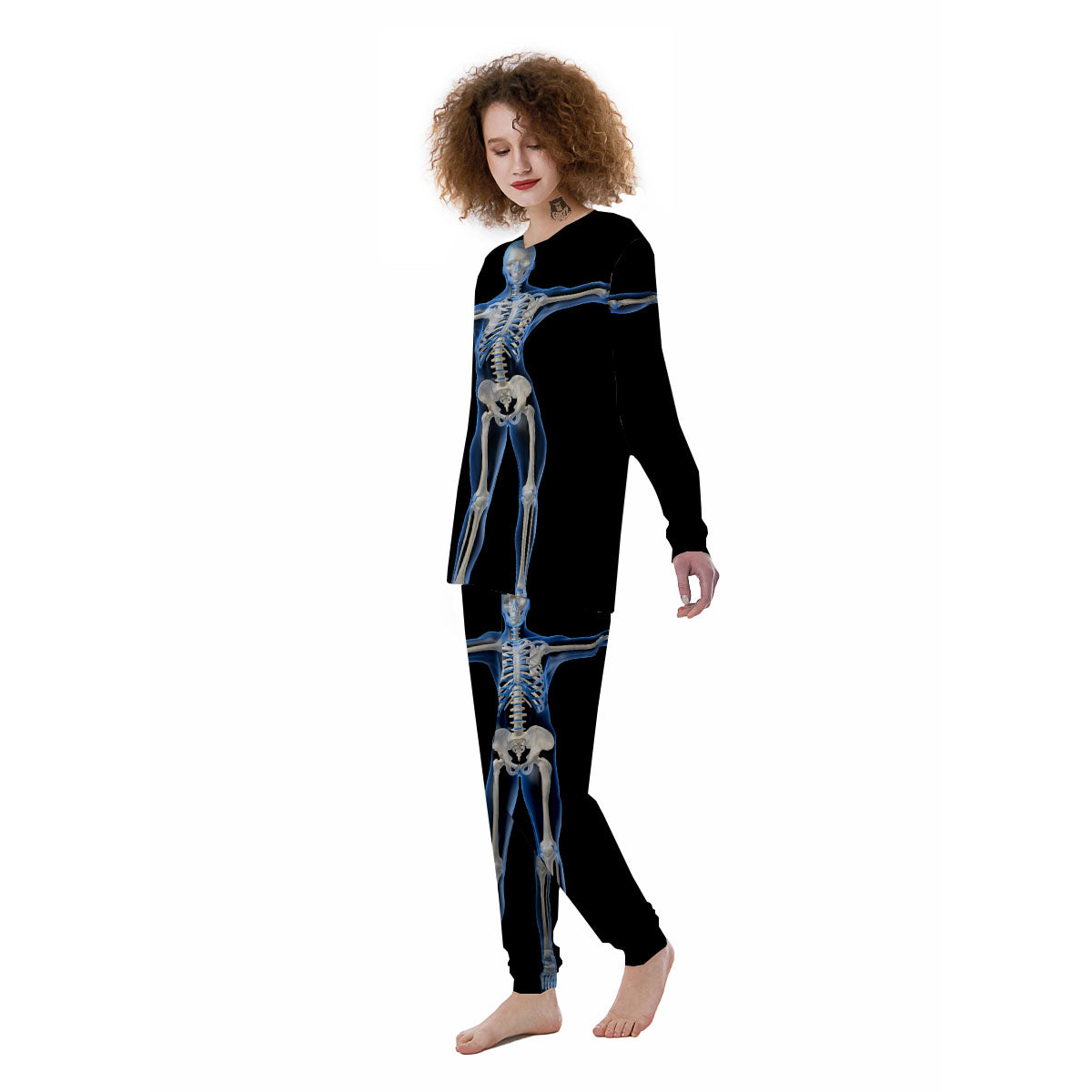 X-Ray Human Skeleton Print Women's Pajamas-grizzshop