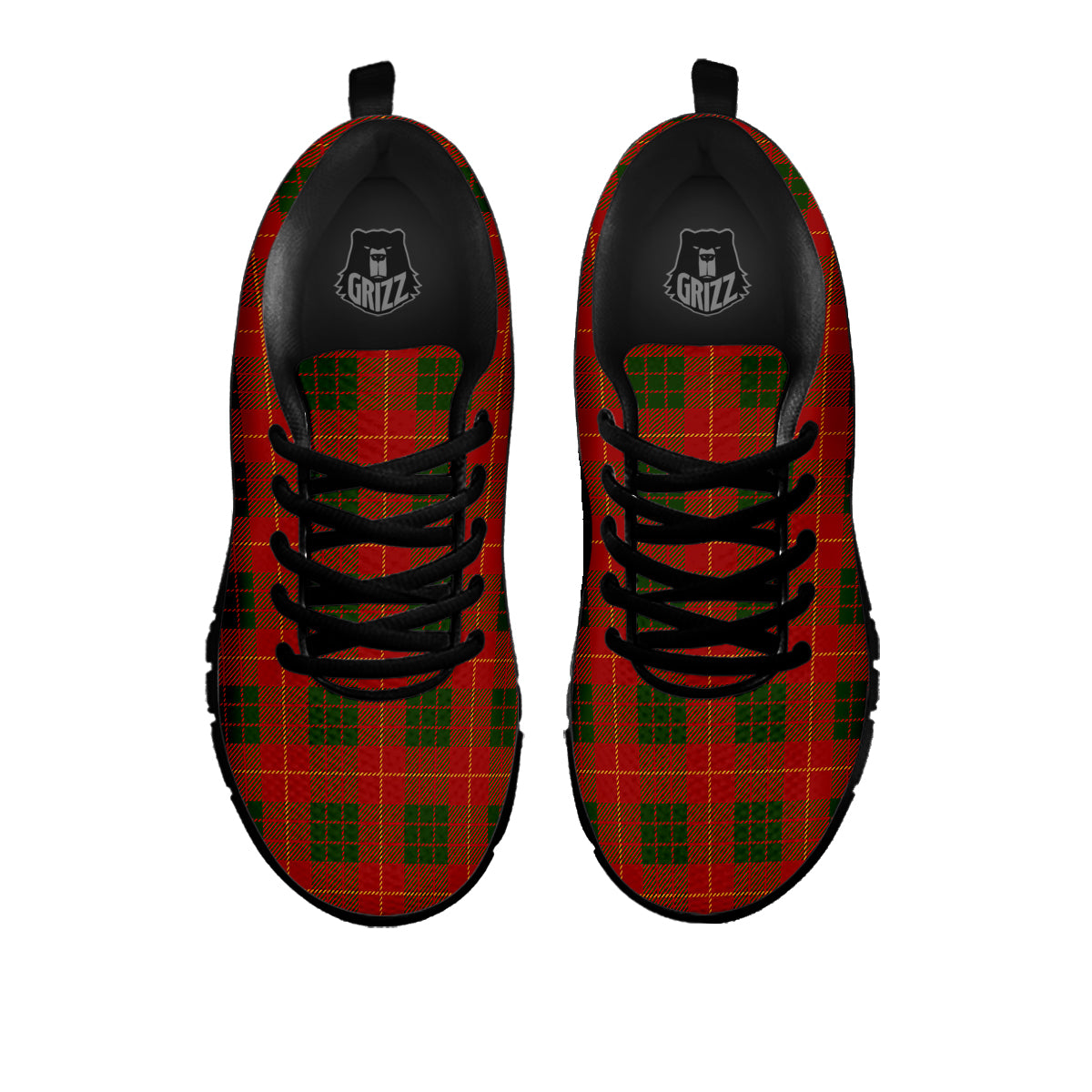 Xmas Plaid Print Pattern Black Sneaker-grizzshop