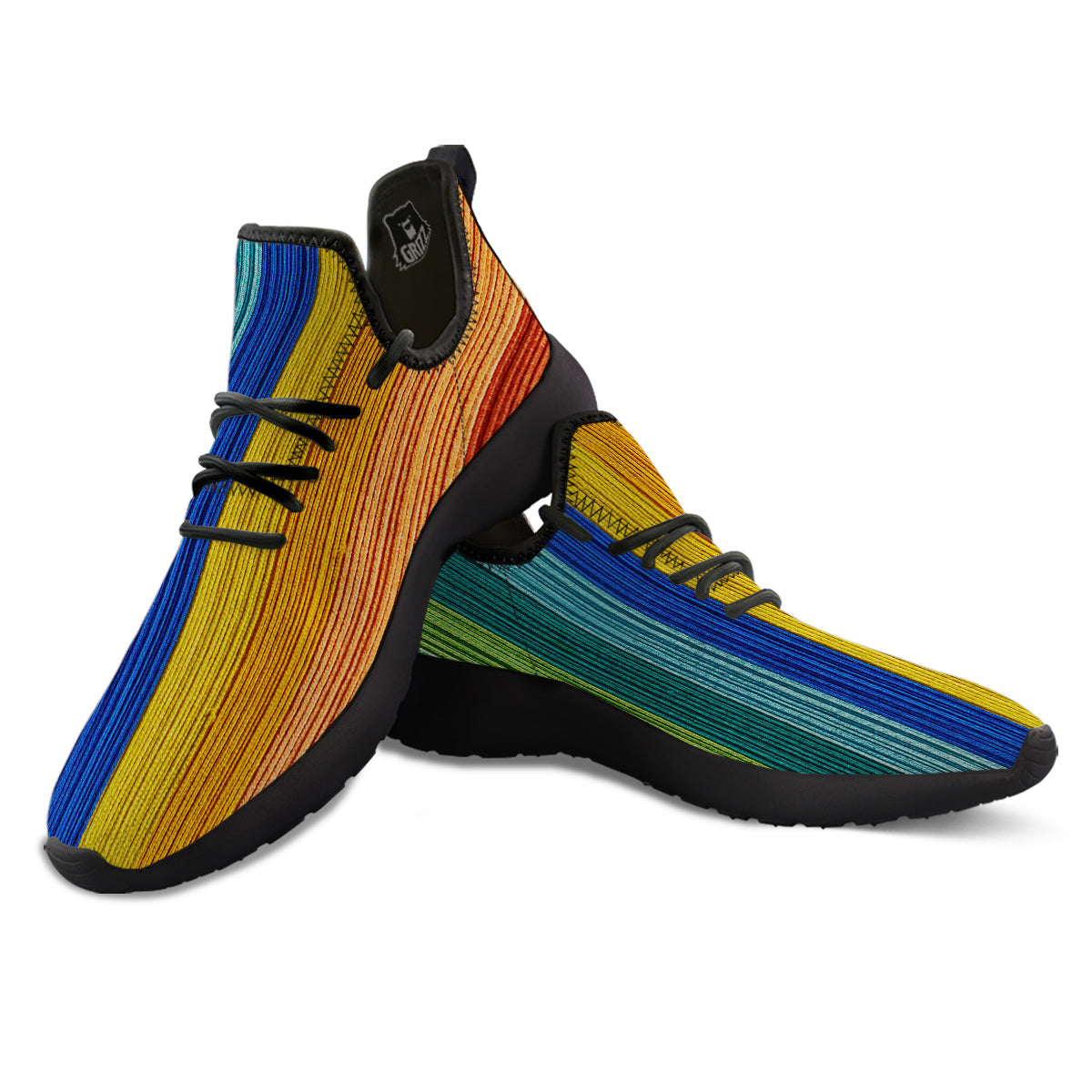 Yarn Colorful Print Black Athletic Shoes-grizzshop