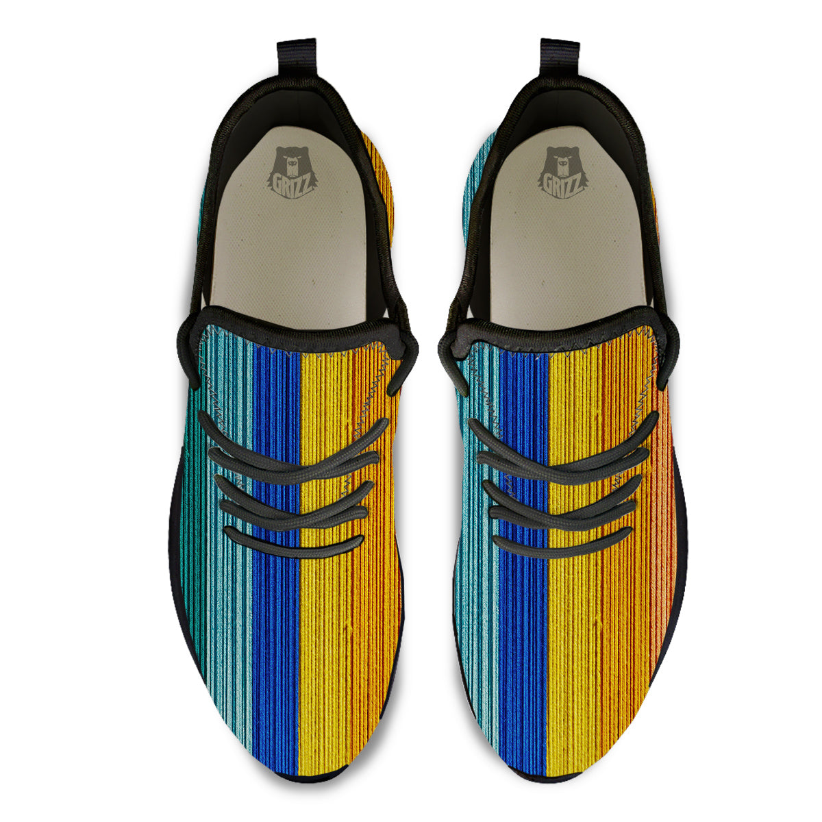 Yarn Colorful Print Black Athletic Shoes-grizzshop