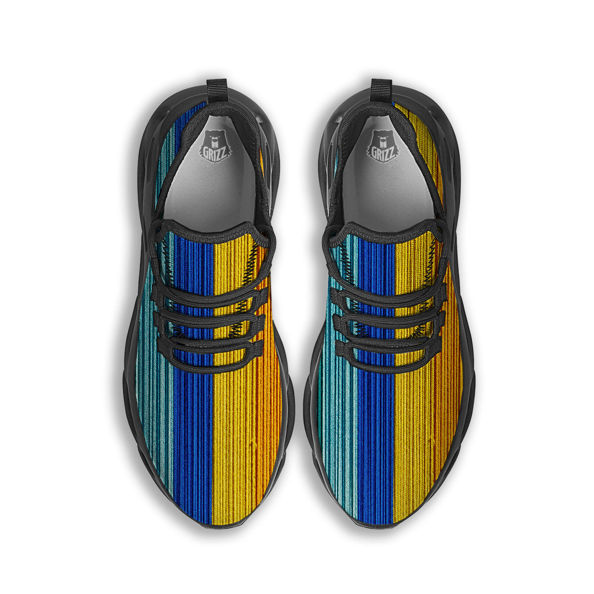 Yarn Colorful Print Black Running Shoes-grizzshop