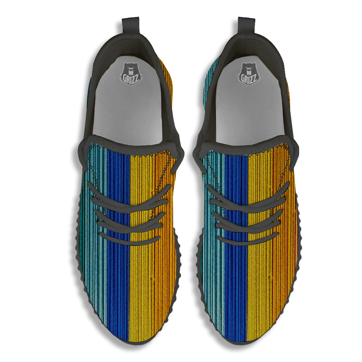 Yarn Colorful Print Black Walking Shoes-grizzshop