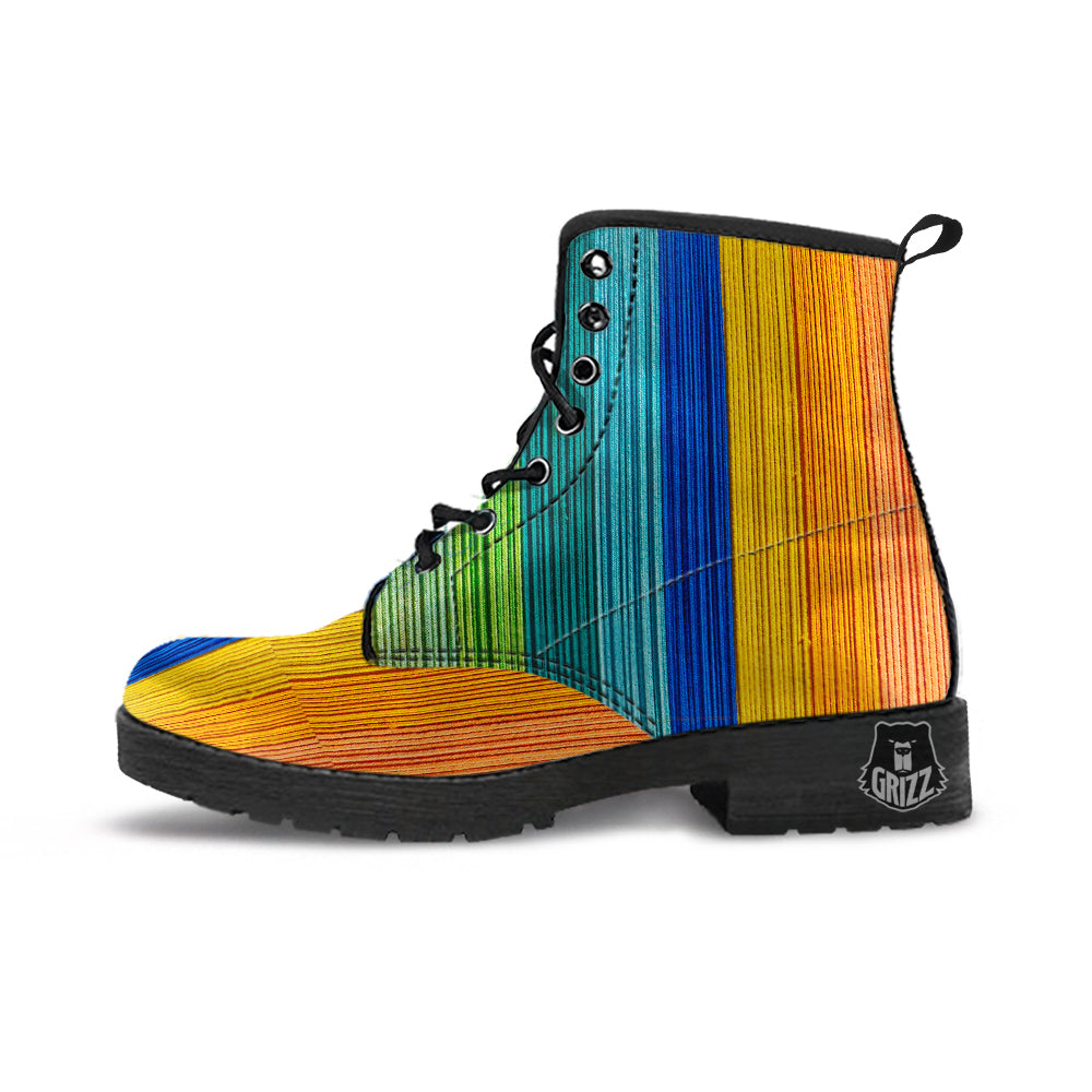 Yarn Colorful Print Leather Boots-grizzshop
