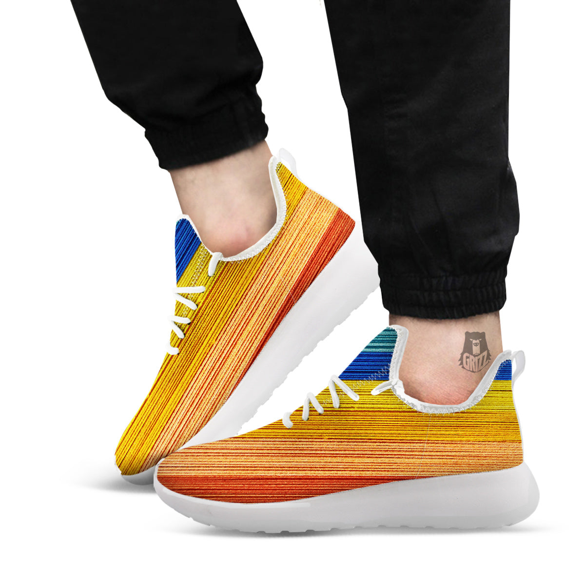 Yarn Colorful Print White Athletic Shoes-grizzshop