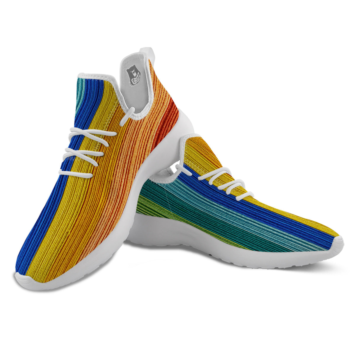 Yarn Colorful Print White Athletic Shoes-grizzshop