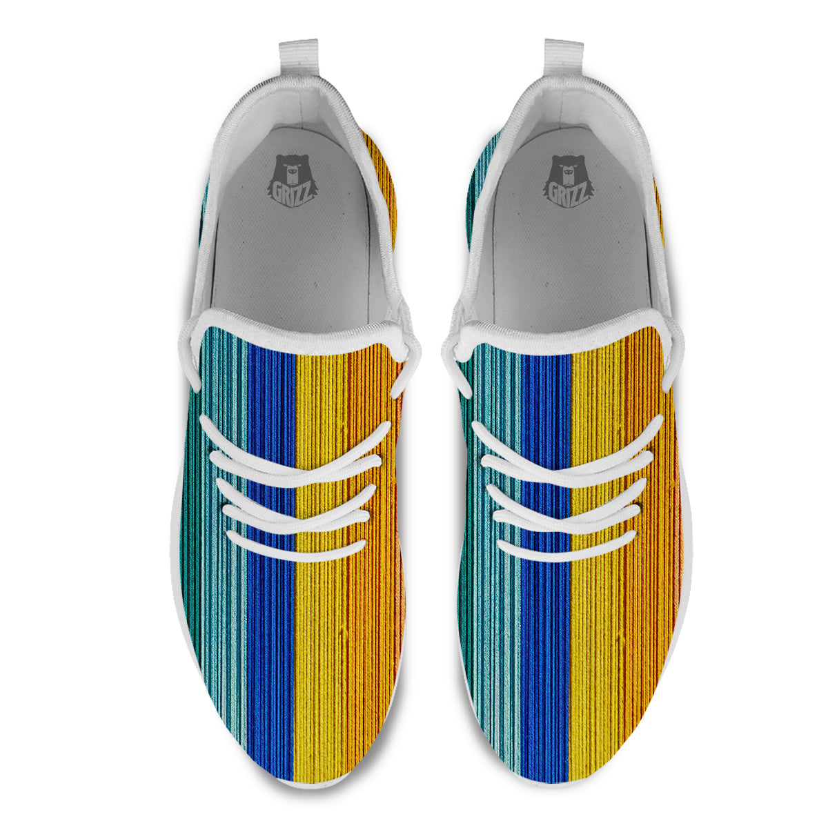 Yarn Colorful Print White Athletic Shoes-grizzshop