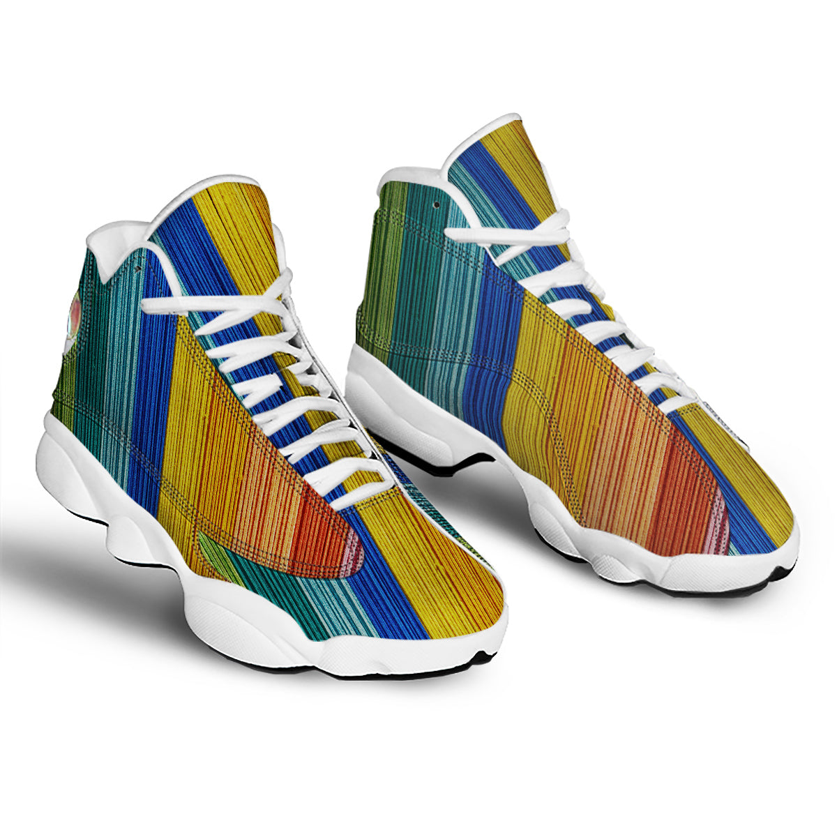 Yarn Colorful Print White Basketball Shoes-grizzshop