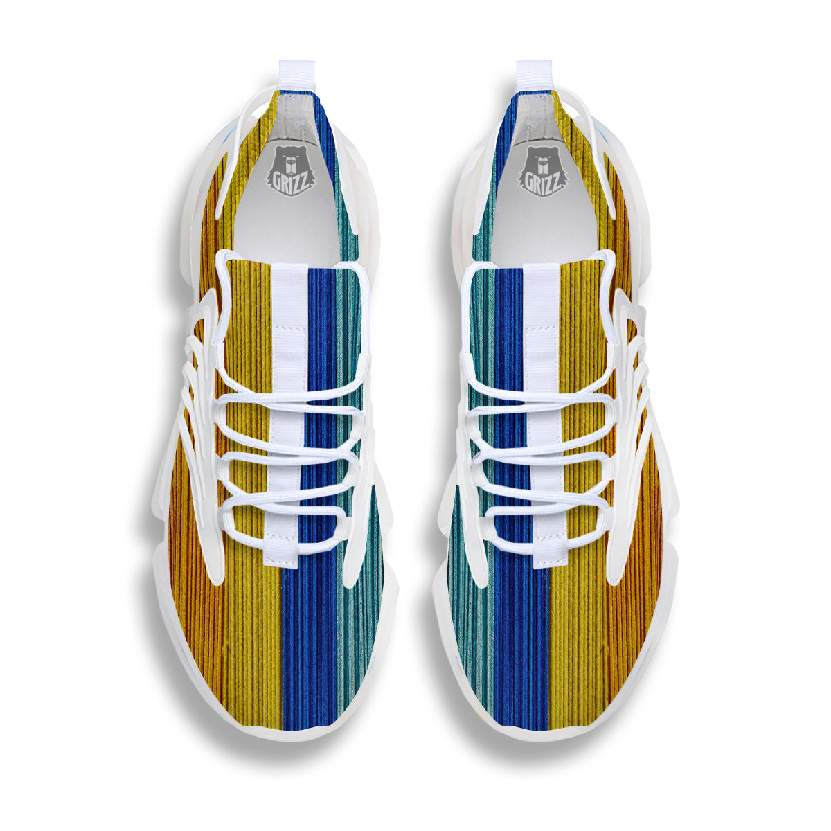 Yarn Colorful Print White Gym Shoes-grizzshop