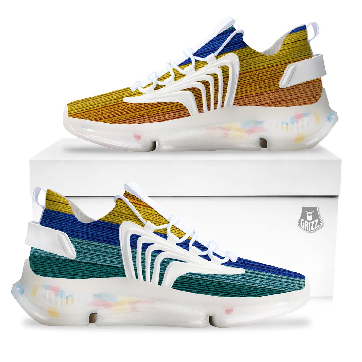Yarn Colorful Print White Gym Shoes-grizzshop