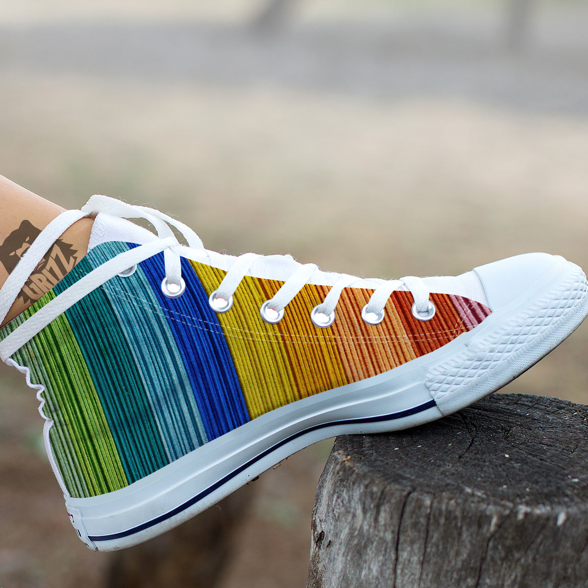 Yarn Colorful Print White High Top Shoes-grizzshop