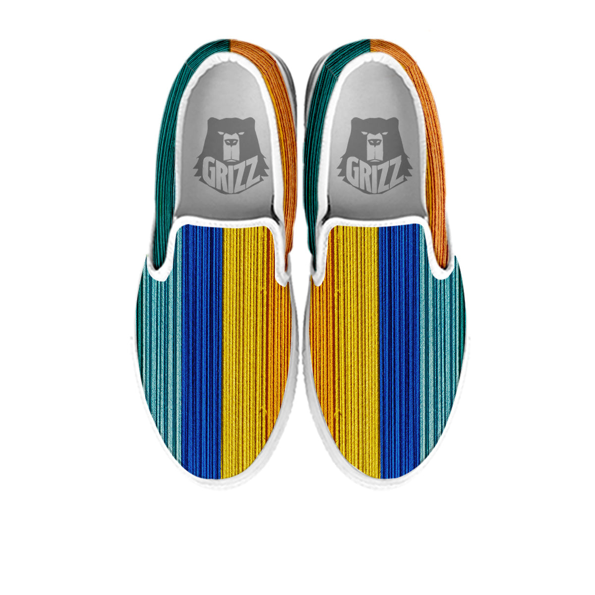 Yarn Colorful Print White Slip On Shoes-grizzshop