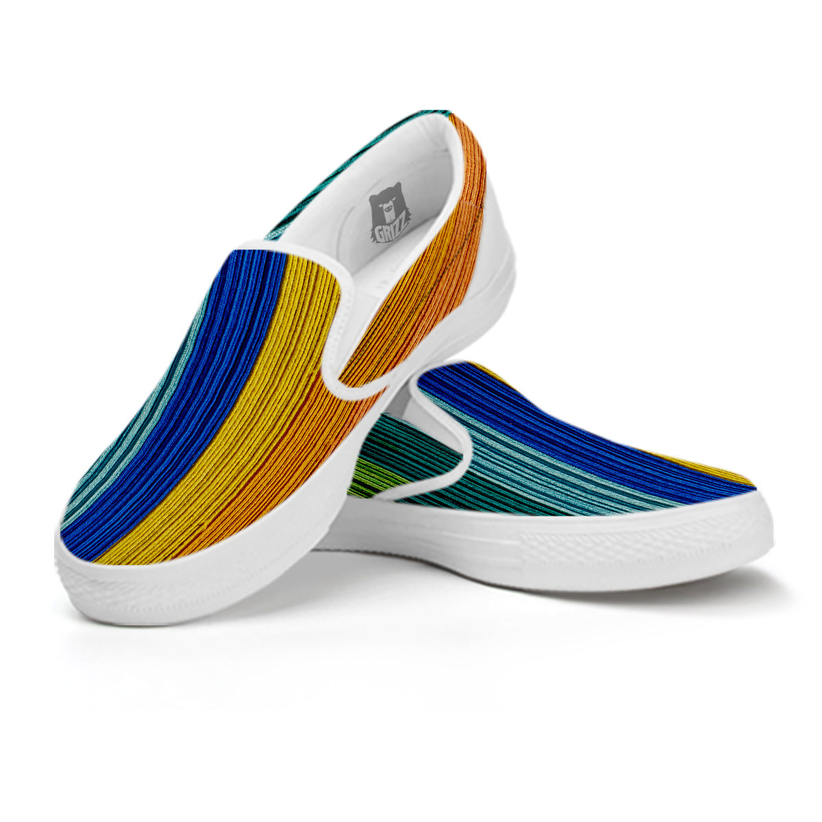 Yarn Colorful Print White Slip On Shoes-grizzshop