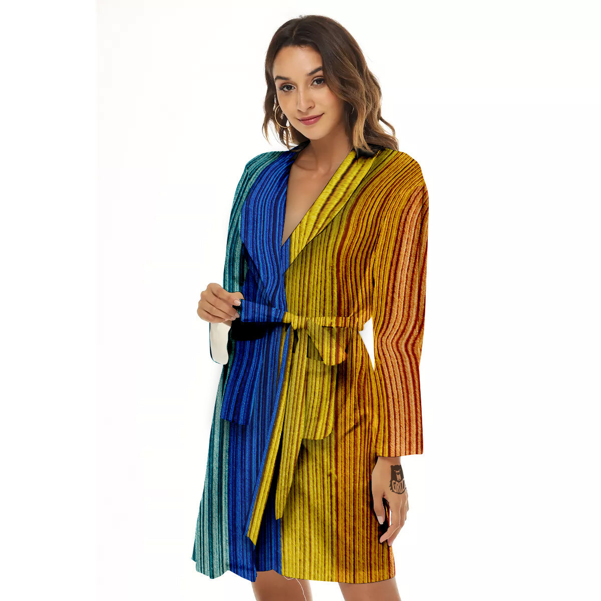 Yarn Colorful Print Women's Robe-grizzshop