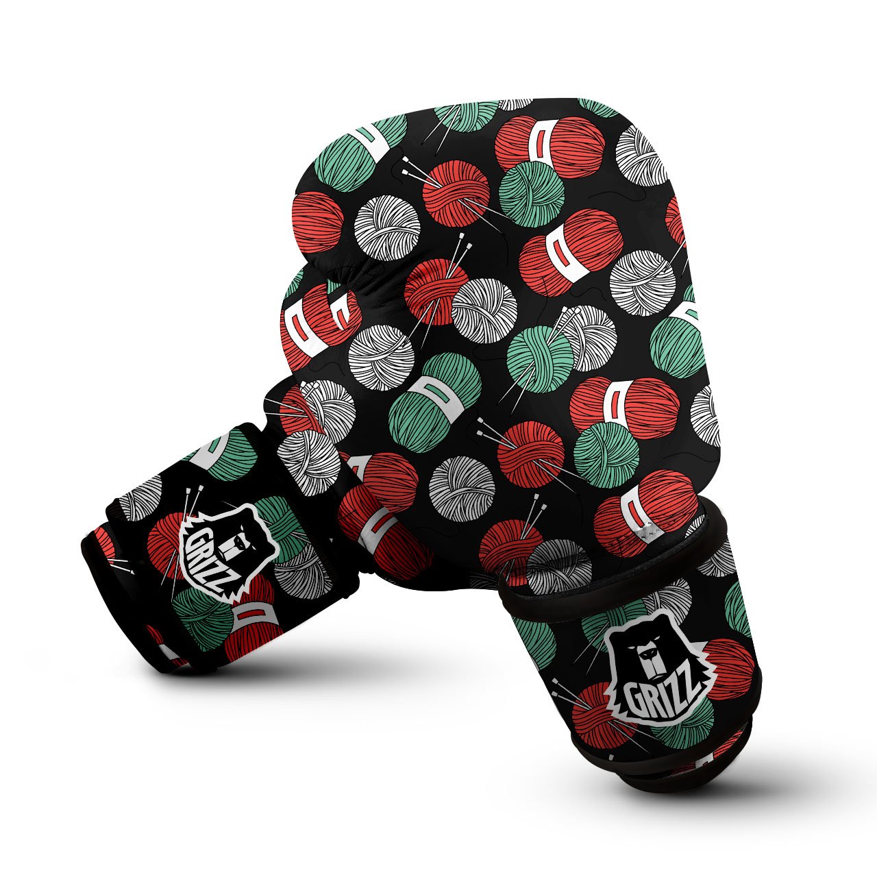 Yarn Knitting Print Pattern Boxing Gloves-grizzshop