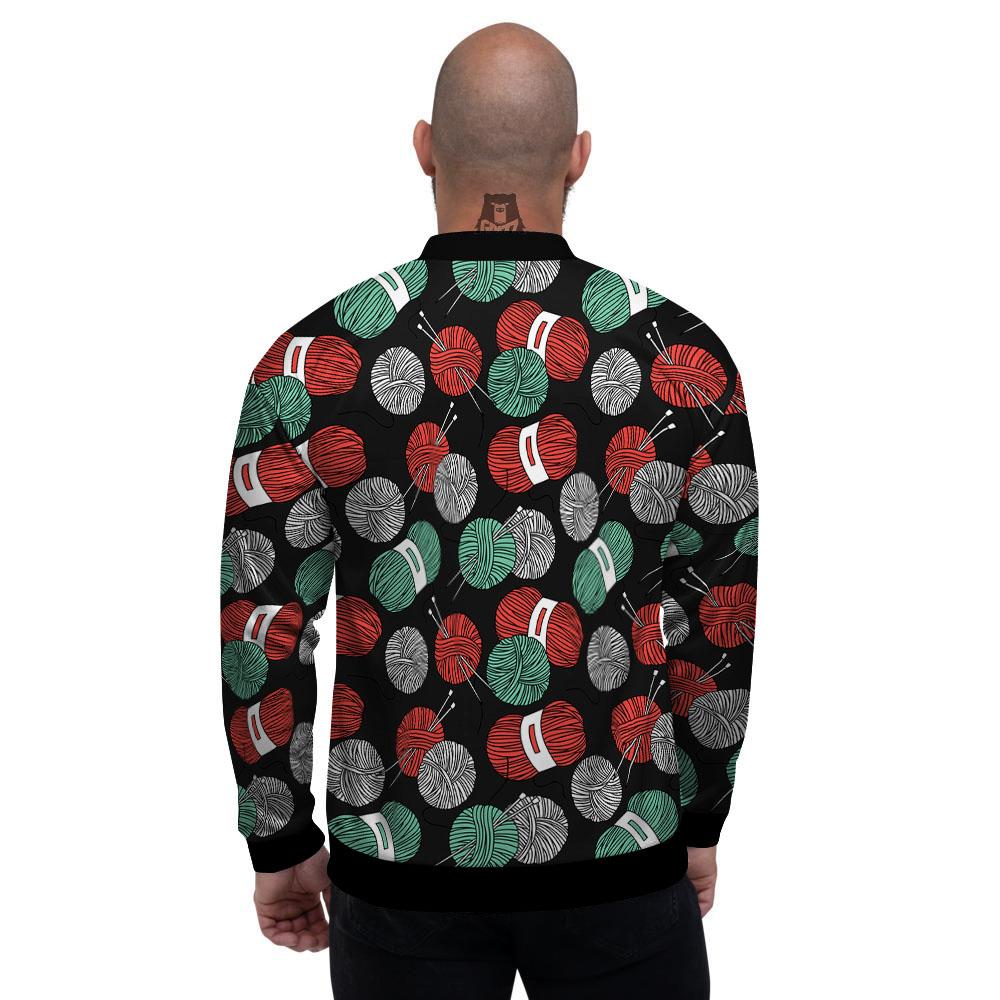 Yarn Knitting Print Pattern Men's Bomber Jacket-grizzshop